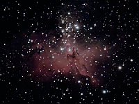 M16  Eagle Nebula. Taken at home on 04/14/05. Meade LX200 GPS 8" scope DSI-C camera, alt/az mount. 10-20 seconds/image, total time 65 minutes in center.