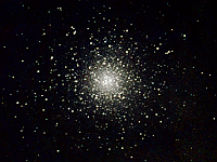 M53  Globular Cluster in Coma Berenices. Taken at home on 04/28/05 and 04/29/05.  Meade LX200 GPS 8" scope, DSI-C camera, alt/az mount. No IRB filter. 10 seconds/image, total time 176 minutes. 2x2 drizzle with half of the quadrants exposed on each night.