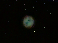 M97  Owl Nebula. Taken at home on 04/04/05 and 04/09/05.  Meade LX200 GPS 8" scope, DSI-C camera, alt/az mount, various filters. 10 seconds/image, total time 136 minutes.