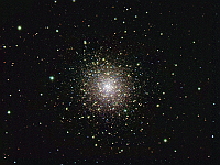 M92  Globular cluster in constellation Hercules. Taken at home on 06/25/07 and 06/26/07.  Meade RCX400 10" scope, DSI-Pro II camera. 10-30 seconds/image, total time 133 minutes (LRGB=62:20:21:30).