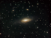 NGC 7331  Galaxy in Pegasus, aka Caldwell 3. One of the first galaxies to be recognized as spiral (1850). Image also shows background galaxies NGC 7335, 7336 (barely) and 7337. Taken at home on 09/24/06. Meade RCX400 10" scope, focal reducer, DSI-Pro camera. 20 seconds/frame, total time 101 minutes (RGB = 30:30:41).