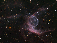 NGC 2359  Thor's Helmet, aka the Duck Nebula. Taken at home on 01/18/09, 01/28/09 and 01/30/09. Meade RCX400 10" scope, ST-10 XME camera. 120-300 seconds/frame, total time 395 minutes (HaRGB=185:70:70:70).