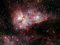 NGC 3372  Eta Carinae Nebula. Taken from home using GRAS system in Australia on 03/09/08.  RCOS 12.5" scope, SBIG STL-11000M camera. 300 seconds/frame for L, 60 seconds/frame for RGB, total time 28 minutes (LRGB=25:1:1:1).  I also took a planning picture on 09/24/07 with a single 60 second L frame. Despite the short time, the picture was remarkably good.