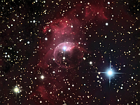 NGC 7635  Bubble Nebula in Cassiopeia. Taken at home on 08/06/12, 08/07/12, 08/08/12, 08/09/12, 08/11/12, 08/13/12, 08/17/12, 08/18/12, and 08/19/12. PlaneWave CDK 12.5, Paramount MX mount, ST-10 XME camera. 120-300 seconds/frame, total time 18h 8m (LRGB=788:100:100:100).