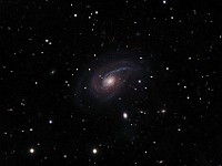 NGC 772  Spiral galaxy in Aries Taken at home on 11/11/10 and again on 10/28/11 and 10/29/11.  RCX400 scope, ST-10XME camera. 300 seconds/frame, total time 610 minutes (LRGB=325:95:95:95). The galaxy has been seriously disturbed by the companion elliptical galaxy NGC 770, which can be seen in this picture below and to the right (at 5:00).  The galaxy had two supernovae within three weeks of each other in 2003.