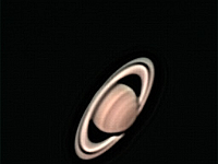 Saturn  Saturn. Taken at H2O on 02/03/05. Meade LX200 8" scope, DSI-C camera, alt/az mount.  0.125 seconds/frame, total time 2.3 minutes over a period of 52 minutes. Goal was to make a movie, but the quality wasn't good enough.